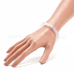 女性のためのアクリル製のカーブチューブ分厚いストレッチ ブレスレット  透明  ビーズ：31x7.5x9.5mm  内径：2インチ（5.1cm）&nbsp;BJEW-JB08122