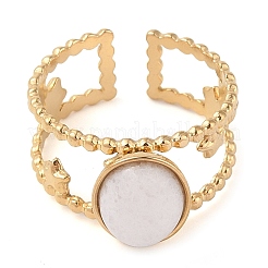 Овальные перстни из натурального белого нефрита RJEW-Z057-11G-05