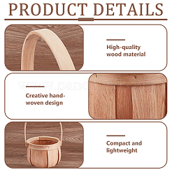 Деревянные корзины для цветов из яблок с ручкой&nbsp;AJEW-GA0009-57