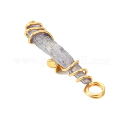 2 pendentif en cristal de quartz naturel électroplaqué teinté en fil de cuivre enveloppé&nbsp;PALLOY-JF03164-01