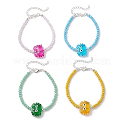 4 шт. браслеты из двухцветного стекла и бусин ручной работы в технике лэмпворк для женщин BJEW-TA00692