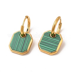 Восьмиугольная серьга-кольцо и кулон с подвеской из синтетического малахита SJEW-P002-04G