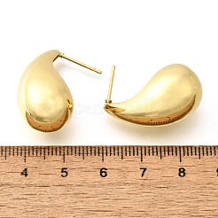 Orecchini a bottone a goccia con torsione in ottone placcato a cremagliera da donna&nbsp;EJEW-K247-02G