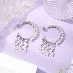 Boucles d'oreilles pendantes en forme d'étoile&nbsp;EJEW-JE06186-02