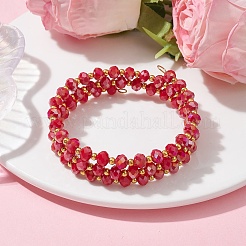 Braccialetto stile avvolgente con perline di vetro rondelle&nbsp;BJEW-JB09965-03
