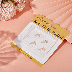 4 пара сережек-гвоздиков из латуни с микропаве из кубического циркония KK-BBC0020-01