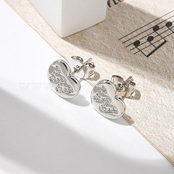 Orecchini a bottone con micro pavé di zirconi chiari in ottone placcato cremagliera&nbsp;EJEW-K299-01P-W