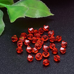カット加工模造オーストリアクリスタルビーズ連売り  グレードAAA  双円錐形  レッドオレンジ  6x6mm  穴：0.7~0.9mm  約360個/袋&nbsp;G-M180-6mm-06B