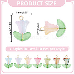 70шт 7 цвета стеклянные подвески&nbsp;PALLOY-HY00107