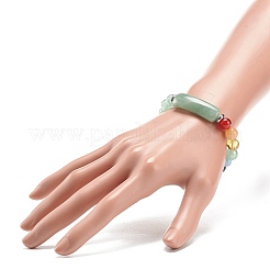 Bracelet stretch perlé rectangle d'aventurine verte naturelle et pierres mélangées&nbsp;BJEW-JB08981-01