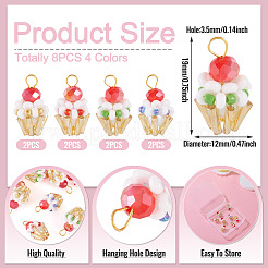 8 Stück Cupcake-Anhänger aus Glasperlen in 4 Farben&nbsp;FIND-TA0009-15