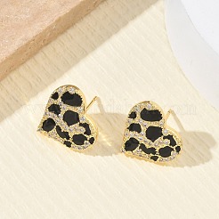 Boucles d'oreilles en laiton avec micro pavé de zircons cubiques pour femmes&nbsp;EJEW-A168-09G