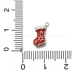 クリスマス 304 ステンレススチール レッド エナメル チャーム  クリスマスソックスチャーム  ステンレス鋼色  10.5x10x2.5mm  穴：1.2mm&nbsp;STAS-L022-468P