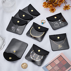 Bolsas cuadradas de embalaje para joyas de regalo de cuero sintético y PVC con botón a presión&nbsp;ABAG-WH0062-06A