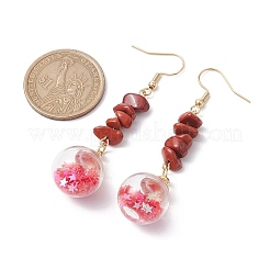 Orecchini pendenti con scaglie di howlite naturale&nbsp;EJEW-JE05634-01
