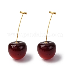 Серьги-гвоздики в форме вишни из нержавеющей стали 304&nbsp;EJEW-L304-13G-01