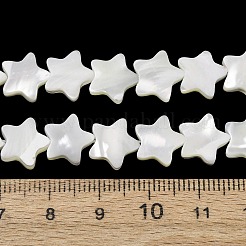 天然トロチッドシェル/トロカスシェルビーズ連売り  スター  ホワイト  10x10~10.5x2.5~3mm  穴：0.8mm  約20個/連  7.09''（18センチメートル）&nbsp;SH-CBA2978-17B