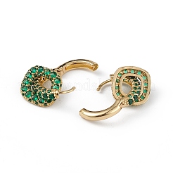 Кубический цирконий полые квадратные серьги-кольца с подвесками EJEW-L234-089G