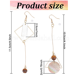 2 ensemble de 2 boucles d'oreilles rectangulaires en acrylique et rondes plates asymétriques&nbsp;EJEW-AN0001-56