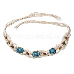 Ремни-цепочки из вощеного шнура и дерева в стиле бохо из сплава античного серебра и смолы для женщин AJEW-K053-01