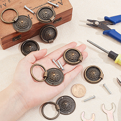 8セット2スタイルの合金製ボールスタッドリベット  頭ねじが付いている菊が付いているフラットラウンド  DIYレザークラフト用  ハンドバッグ  財布アクセサリー  アンティークブロンズ·プラチナ  4セット/スタイル&nbsp;DIY-GA0003-02