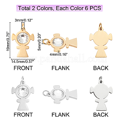 12 шт. подвески из нержавеющей стали 201 двух цветов&nbsp;STAS-DC0006-33