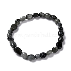 Bracciali elasticizzati con perline in pietra naturale occhio di falco/occhio d'aquila&nbsp;BJEW-F414-02A-15