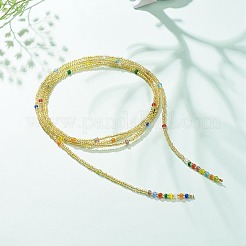 Collana multistrato con nodo di corda di perline di vetro per donna&nbsp;NJEW-JN03907
