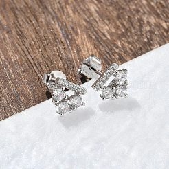 925 серьги-гвоздики из стерлингового серебра с прозрачным кубическим цирконием EJEW-Q032-01C-P
