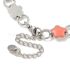 Ожерелья из эмалевой цветочной цепочки из нержавеющей стали 304&nbsp;NJEW-S431-05P-02