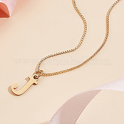 1 collar con colgante de letra de acero inoxidable 304&nbsp;NJEW-LP0001-38J-G