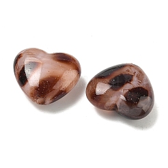 ヒョウ柄不透明アクリルビーズ  スター  ツートン  グリッターパウダー付き  ココナッツブラウン  17x18x8mm  穴：1.8mm&nbsp;X-OACR-B052-04