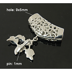 プラチナ真鍮葉のピンチベイル  39x31mm  ピン：1mm  穴：9mm&nbsp;X-KK-H367-P
