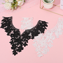 4 шт. двухцветный полиэстеровый кружевной воротник с вышивкой AJEW-CY0001-51A