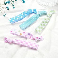 女の子のヘアアクセサリー  ナイロンヘアタイ  ポニーテールホルダー  ヘアアクセサリー  結び目  丸い模様  95~107x15~17mm&nbsp;OHAR-B001-A07