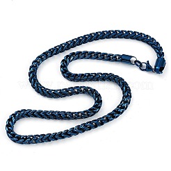 Ионное покрытие(ip) 304 нержавеющая сталь пшеничная цепь ожерелья для мужчин NJEW-B116-04BL