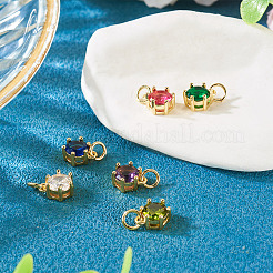 6 шт. 6-х цветные латунные подвески с кубическим цирконием KK-TA0002-15