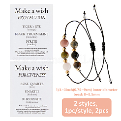 2 шт. 2 стиля браслетов из плетеных бусин с натуральным круглым розовым кварцем BJEW-FH0001-06B