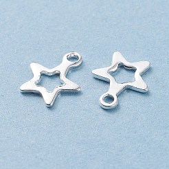 ステンレススチールチャーム201個  スター  銀  10.5x9x0.8mm  穴：1mm&nbsp;STAS-F039-51-S