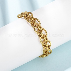 Pulseras de cadena de eslabones ovalados de acero inoxidable 304 martillado para mujer&nbsp;BJEW-F536-03G
