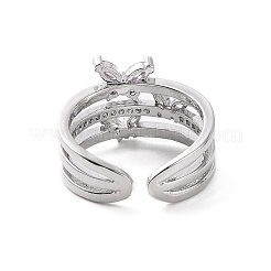 Открытое кольцо-манжета с фиолетовым цирконием и бабочкой RJEW-C061-01P