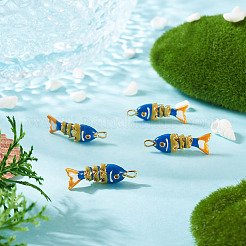 ラックメッキ真鍮チャーム  キュービックジルコニアエナメル  魚のチャーム  長持ちメッキ  鉛フリー＆カドミウムフリー  18KGP本金メッキ  ダークブルー  26.5x8x6mm  穴：2.5x1.5mm  4pc&nbsp;KK-TA0008-56B-02