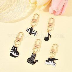 5 шт. подвеска из сплава и эмали на тему кошек и музыки HJEW-FS00035-03