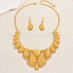 Комплекты из винтажного сплава с полыми каплевидными серьгами и ожерельями для женщин&nbsp;OQ3766