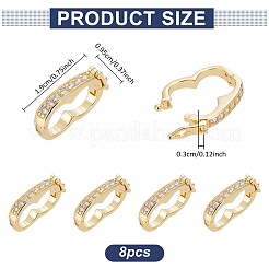 8 Stück Rack-Plating Messing Micro Pave klare Zirkonia Twister Verschlüsse&nbsp;ZIRC-WR0001-04G