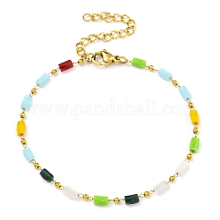 Браслеты-цепочки из нержавеющей стали и стекла с вакуумным покрытием PVD 304 для женщин BJEW-P334-14G