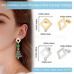 40 шт. 2 цвета фурнитура для сережек-гвоздиков из нержавеющей стали 304 STAS-BBC0004-22