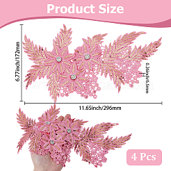 4 Stück Blumen- und Blattapplikationen aus Polyester und Kunststoff&nbsp;PATC-CY0001-49B