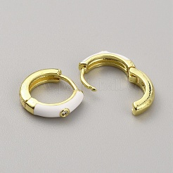 Серьги-кольца с эмалью и прозрачными фианитами&nbsp;EJEW-WH0004-39G