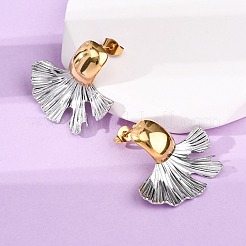 Pendientes de botón de acero inoxidable 304 de dos tonos para mujer&nbsp;EJEW-A136-01C-GP